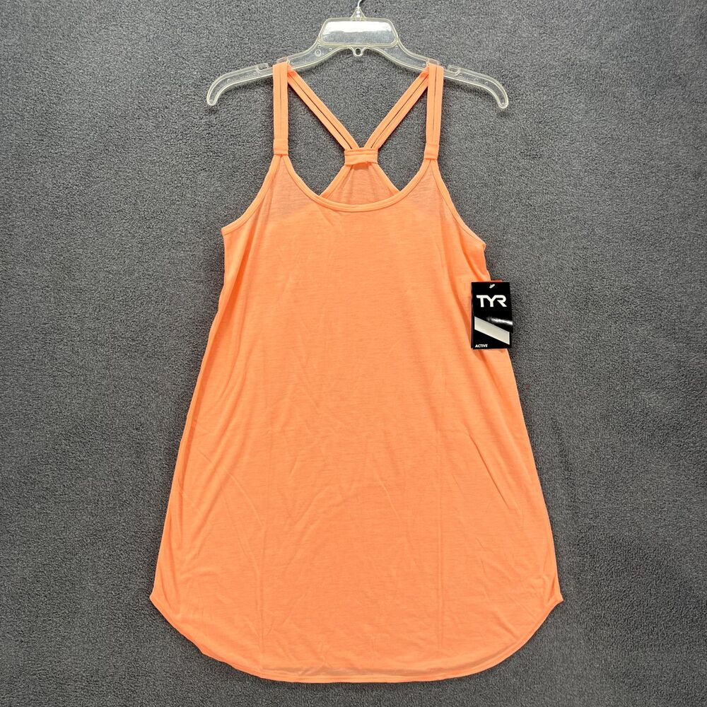 TYR Dresses Womens Small 4 6 Orange Sleeveless Solid Lay Back Dress semi sheer